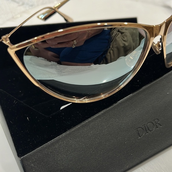 AUTHENTIC DIOR NEW MOTARD GOLD/GREY SHADED SILVER MIRRORED SUNGLASSES 0001C - Picture 2 of 6
